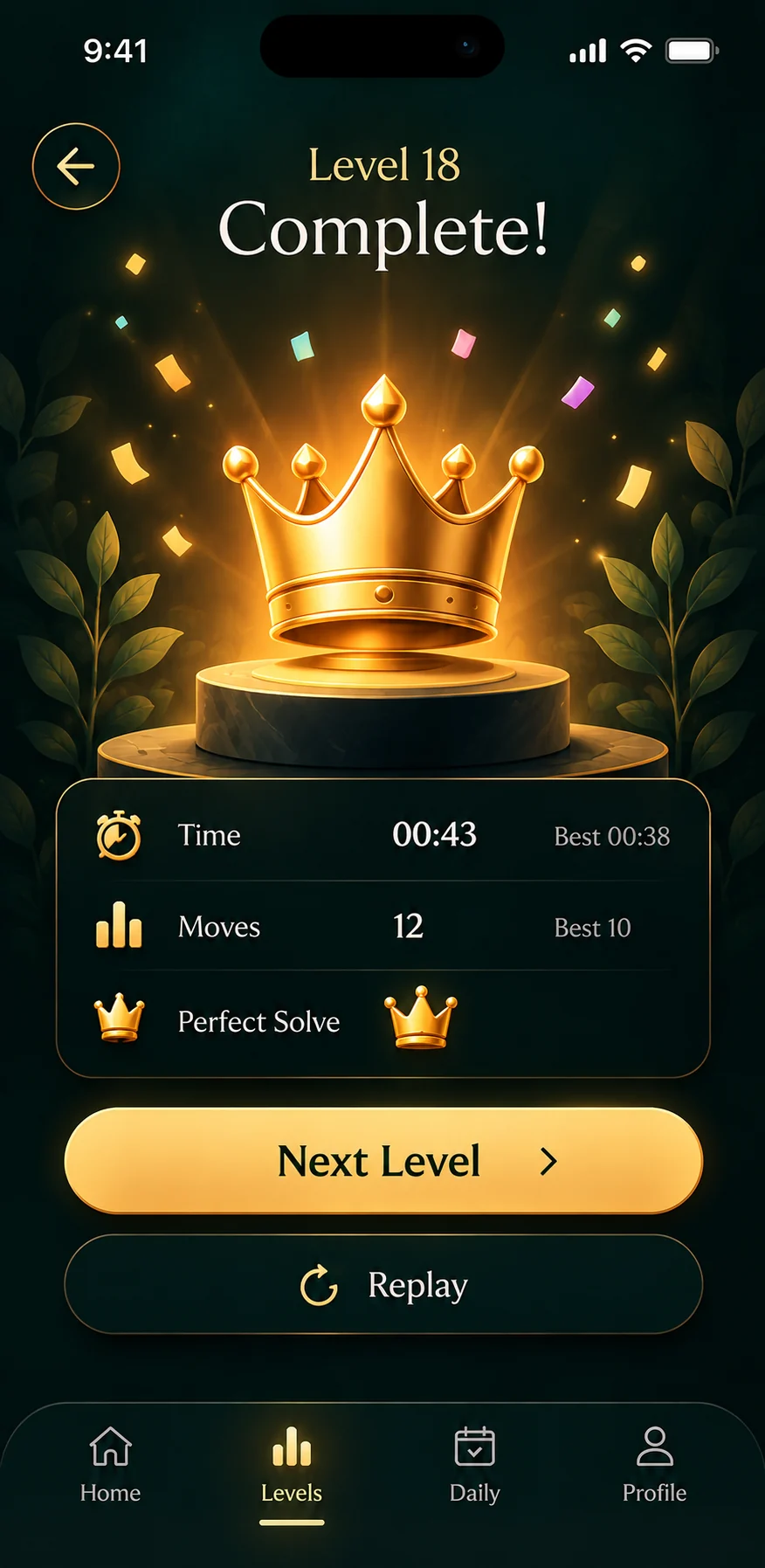 One Crown Başarı Anı ekranı